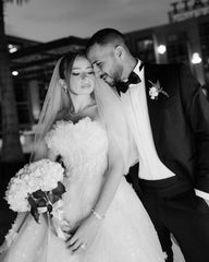 Beautiful White Strapless Beaded Ball Gown Sleeveless Cathedral Train Tulle Wedding Dresses With Appliques