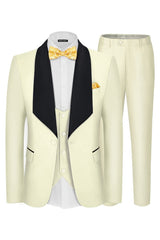 Bespoke Beige Three-Piece Shawl Collar Groom's Wedding Suit
