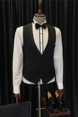 Bespoke Black Three-Piece Shawl Collar Groom's Wedding Attire