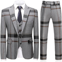 Bespoke Gray Notch Lapel Three-Piece Business Suit for Men