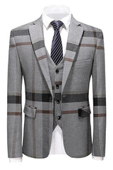 Bespoke Gray Notch Lapel Three-Piece Business Suit for Men