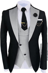 Bespoke Light Gray Shawl Lapel Three-Piece Prom Suit