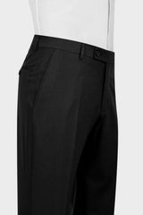 Black Double Breasted Peaked Lapel Men's Business Suit