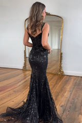 Black Fuchsia Off-the-Shoulder Sparkly Mermaid Gown with Slit and Sequins