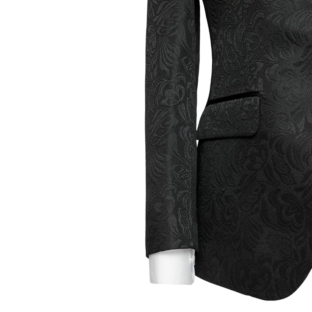 Black Jacquard Shawl Collar Two-Piece Slim Fit Wedding Suit
