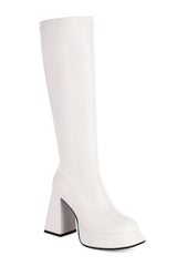Black Platform Chunky High Heel Knee High Boots