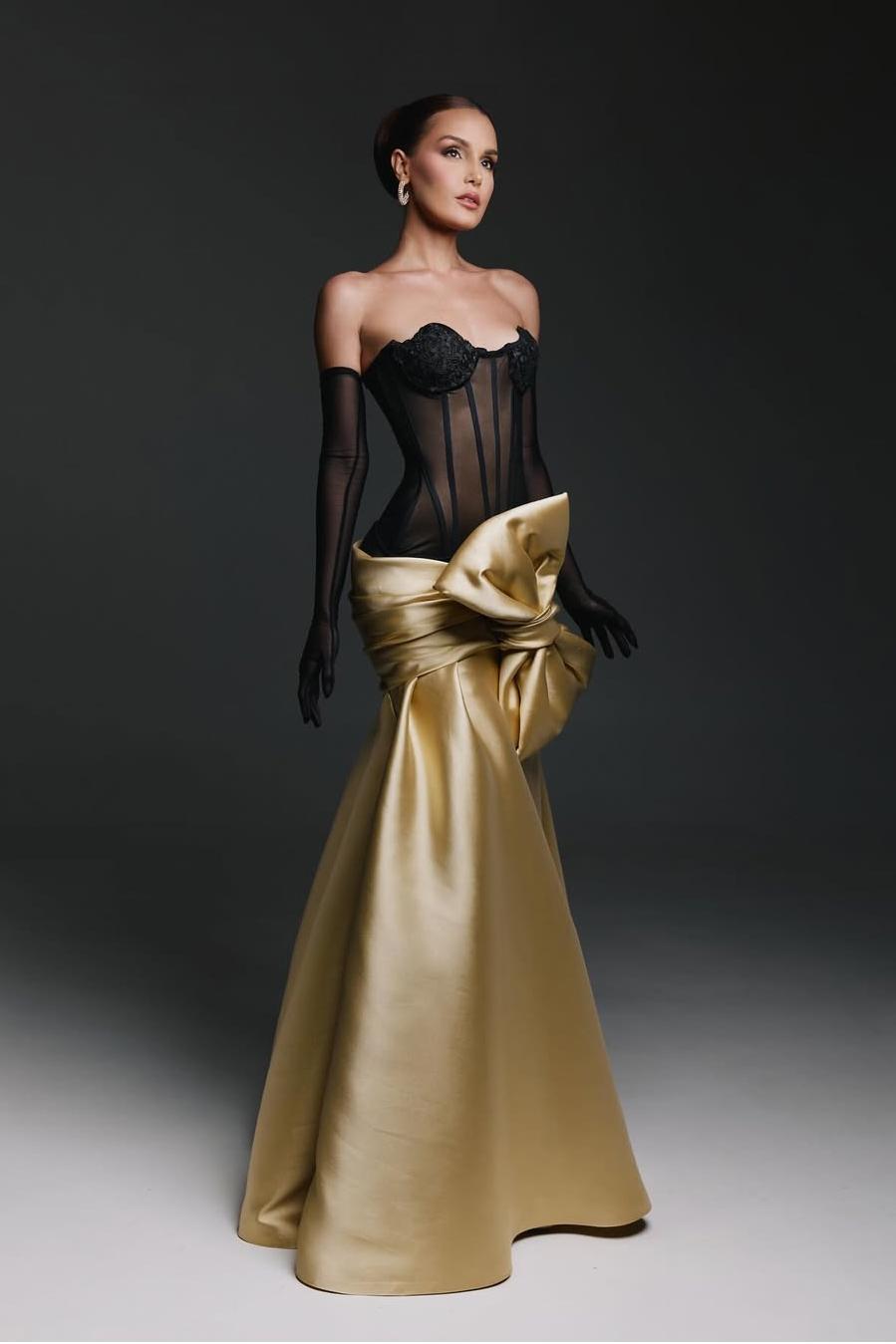 Black Strapless Sweetheart Sleeveless Corset Satin Mermaid Floor Formal Evening Gown