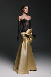 Gold sweetheart bow mermaid evening dress