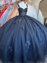 Black Sweetheart Sleeveless Lace Appliques Rhinestone Bow Ball Gown Quinceanera Dress