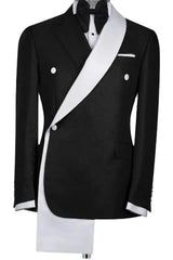 Black Two-Piece Bespoke Wedding Suit With White Shawl Lapel