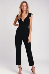 Black V-Neck Sleeveless Slim Fit Daily Jump Suit