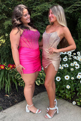 Blue Strapless Bodycon Short Homecoming Dress with Beading