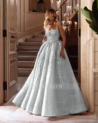 Blue Sweetheart Sleeveless Corset Beaded Tulle Ball Gown Floor Length Formal Evening Dress
