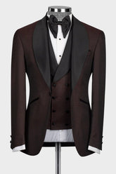 Brown Shawl Collar Three-Piece Men's Wedding Attire