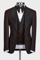 Brown Shawl Collar Three-Piece Men's Wedding Attire