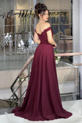 Burgundy Off-the-shoulder Sleeveless A-line Lace Appliques Beaded High Formal Evening Gown