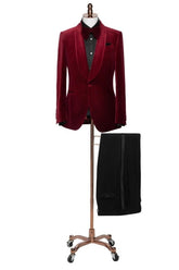 Burgundy Shawl Collar Two-Piece New Collection Groom's Suit