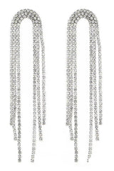 Silver Tassel Rhinestones Earrings