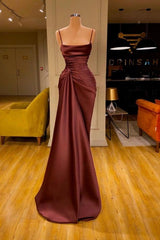 Cabernet Spaghetti Strap Sleeveless Pleated Formal Dress Mermaid With Ruffles