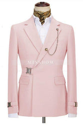 Carter Latest Pink Notched Lapel Special Closure Two Pieces Business Men’s Suits