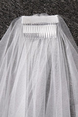 Cathedral Tulle Scalloped Edge 3*1.5M Wedding Veils with Appliques