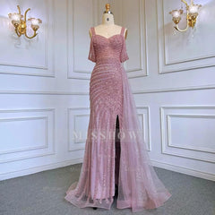 Champagne Off the Shoulder Sweetheart Beaded Sequined Mermaid Floor Length Evening Gown