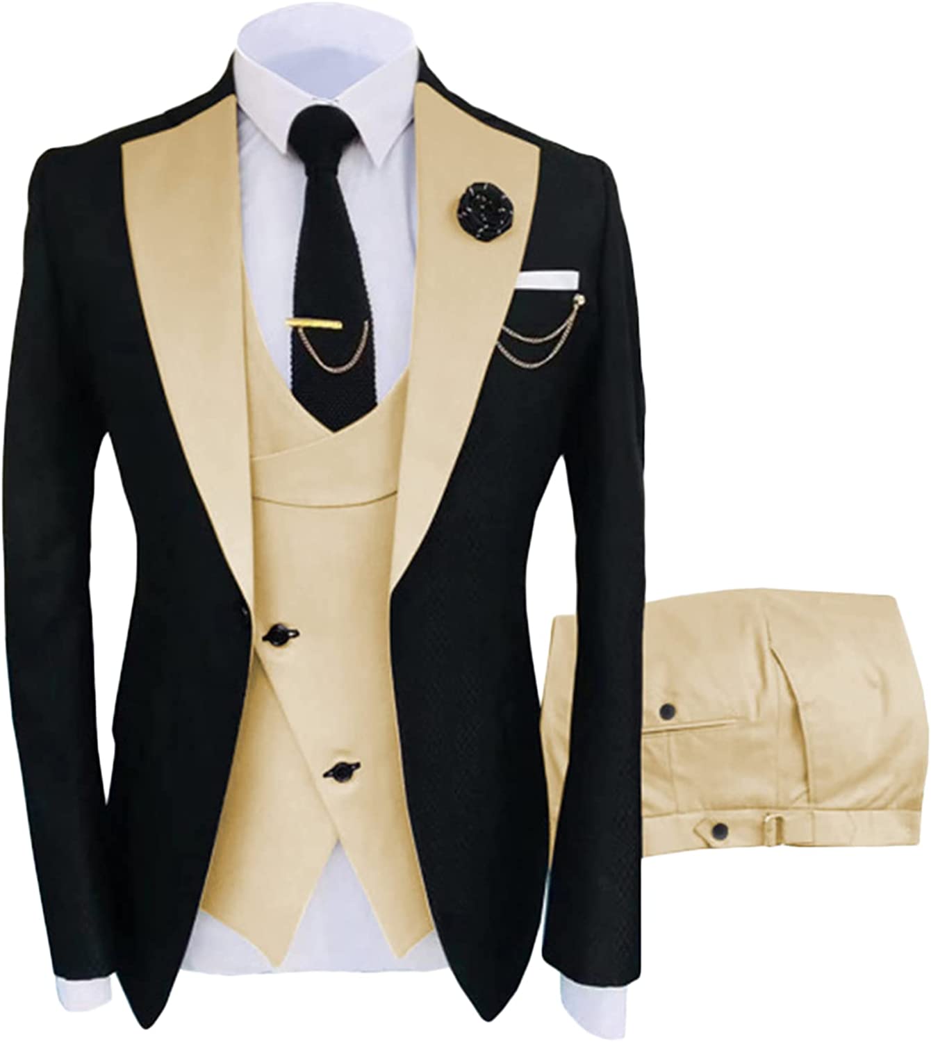 Champagne Shawl Lapel Three-Piece Close-Fit Prom Ensemble