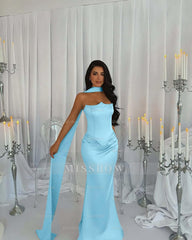 Champagne Strapless Sweetheart Sleeveless Mermaid Satin Beaded Floor Length Evening Gown