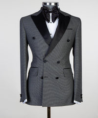 Charcoal Gray Fashion Double-Breasted Peaked Lapel Men’s Suit