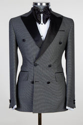 Charcoal Gray Fashion Double-Breasted Peaked Lapel Men’s Suit