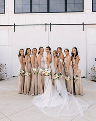 Charming Ivory Column V-Neck Spaghetti Straps Sleeveless Beaded Sequined Sweep Train Wedding Dress