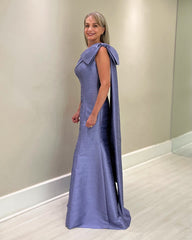 Charming Purple Mother of Bride Mermaid One-Shoulder Sleeveless Floor-Length Satin Bridesmaid Dress