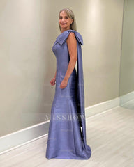 Charming Purple Mother of Bride Mermaid One-Shoulder Sleeveless Floor-Length Satin Bridesmaid Dress