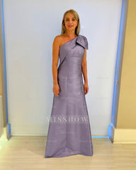 Charming Purple Mother of Bride Mermaid One-Shoulder Sleeveless Floor-Length Satin Bridesmaid Dress
