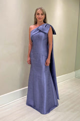 Charming Purple Mother of Bride Mermaid One-Shoulder Sleeveless Floor-Length Satin Bridesmaid Dress