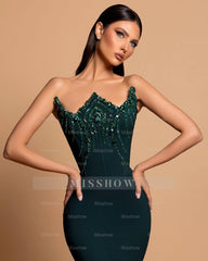Charming Satin Column Strapless Sleeveless Rhinestone Long Prom Dress