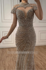 Charming Sleeveless Long Mermaid Formal Dress With Beading Vest