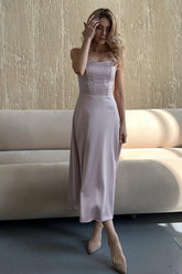 Charming Strapless Sleeveless Tea Length Formal Dress With Pleated