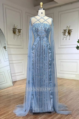 Charming Tulle Halter Appliques Mermaid Long Formal Dress With Beading