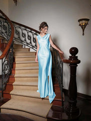 Charming V Neck Sleeveless Long Mermaid Formal Dress With Pleated