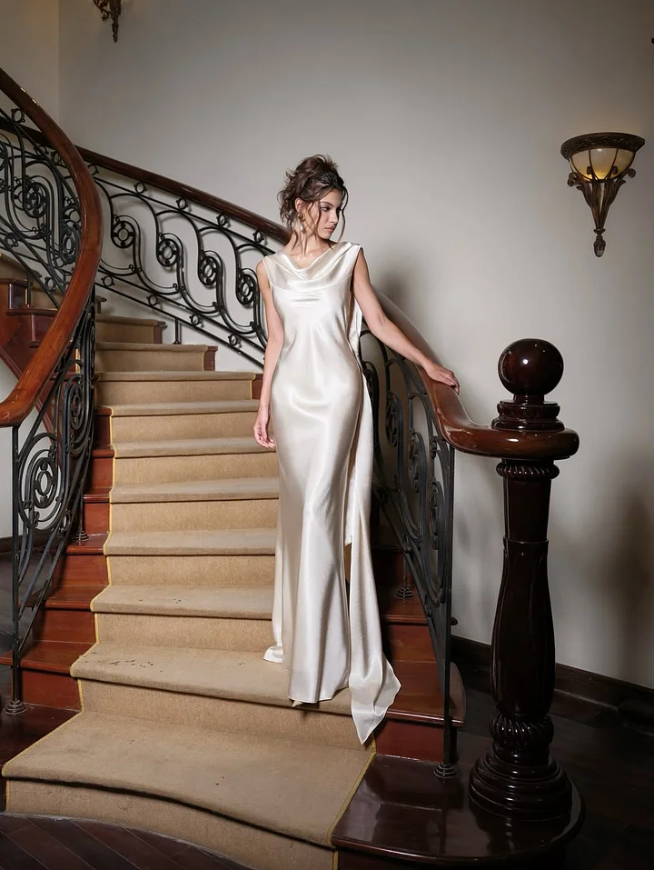 Charming V Neck Sleeveless Long Mermaid Formal Dress With Pleated