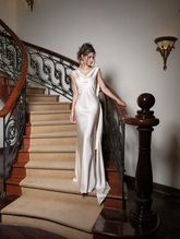 Charming V Neck Sleeveless Long Mermaid Formal Dress With Pleated