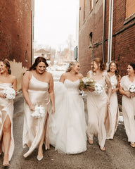 Charming White A-Line Strapless Beaded Sleeveless Tulle Long Wedding Dress With Pearls