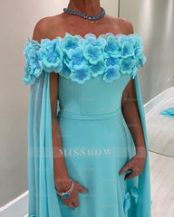 Chic A-Line Chiffon Mother of The Bride Dress Off-The-Shoulder Cap Sleeves Bridesmaid Dresses With Appliques