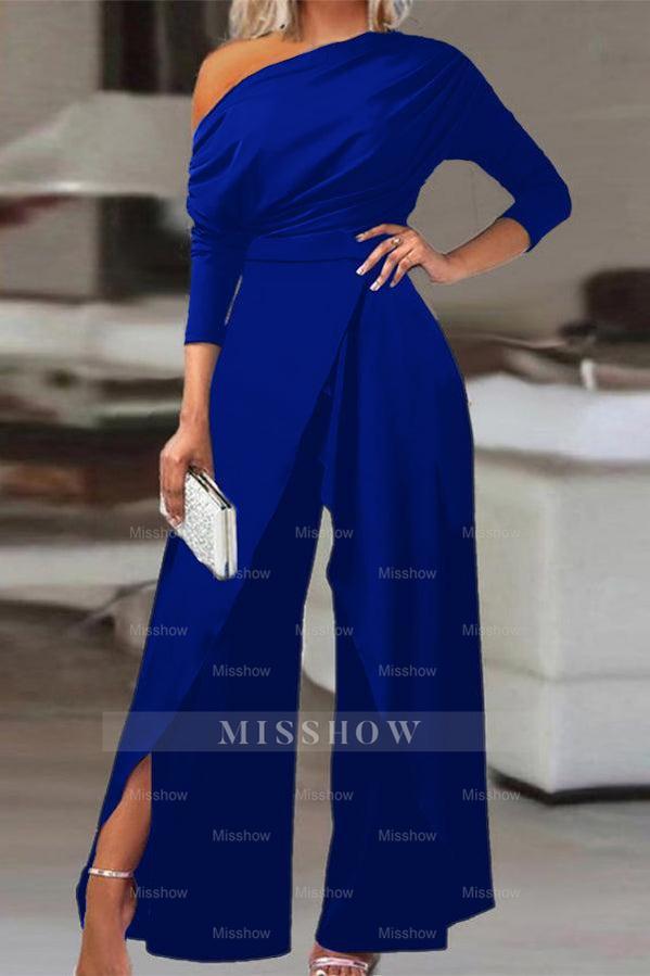 Chic Black Asymmetrical Wide-Leg Niche Daily Women's Jump Suit