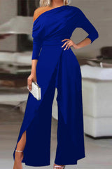 Chic Black Asymmetrical Wide-Leg Niche Daily Women's Jump Suit