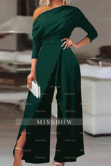 Chic Black Asymmetrical Wide-Leg Niche Daily Women's Jump Suit