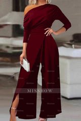 Chic Black Asymmetrical Wide-Leg Niche Daily Women's Jump Suit