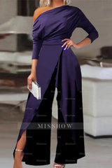 Chic Black Asymmetrical Wide-Leg Niche Daily Women's Jump Suit