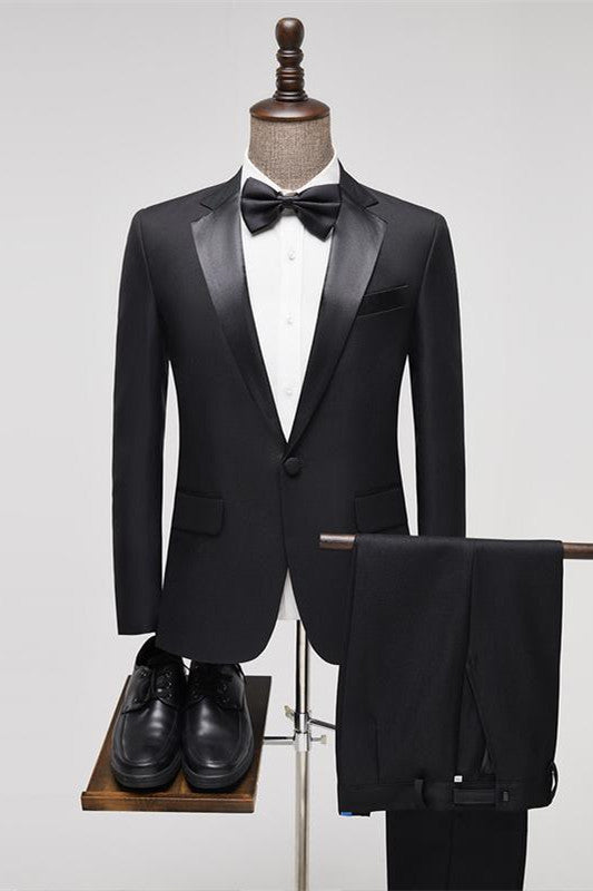 Chic Black Notched Lapel Two-Piece Prom Suit For Men